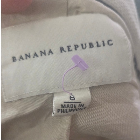 Banana Republic Womens Short Sleeve Blazer Jacket Cream Mock Neck Size 6 - Picture 2 of 5